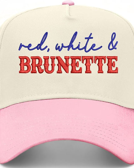 Red, White, & Brunette Hat | Premium Vintage Trucker Hat with Adjustable Snapback for Men and Women