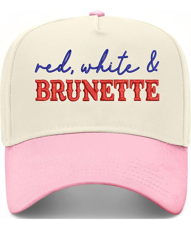 Red, White, & Brunette Hat | Premium Vintage Trucker Hat with Adjustable Snapback for Men and Women