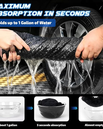 2-Pack 1200 GSM Car Drying Towels – Microfiber Towels for Cars (36" x 24"), Ultra-Absorbent, Streak-Free, Scratch-Free, No Water Spots, Double-Twist Pile & Edgeless Design(Blue)