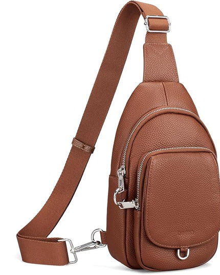 befen Anti Theft Genuine Leather Sling Bag for Women RFID Small Crossbody Bag Chest Bag Leather Fanny Packs for Travel