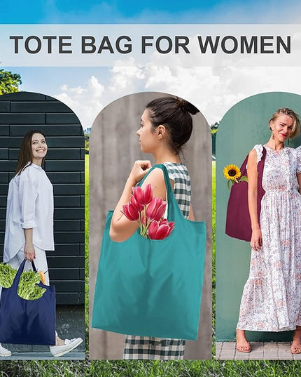 BeeGreen Foldable Travel Bag Reusable Gifts Bags - Reusable Grocery Bags Large Holiday Gifts Cloth Tote With Handles - Bulk Reusable Shopping Bags for Women (Beach Storage Washable Collapsible)