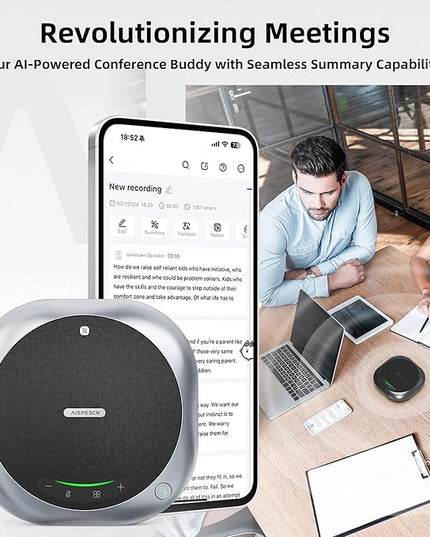 Bluetooth Conference Speakerphone M6 Conference Microphone with AI Noise Reduction AI Transcription Full-Duplex 360° Omnidirectional Voice Pickup USB Speaker for Teams Zoom Home Office, Black