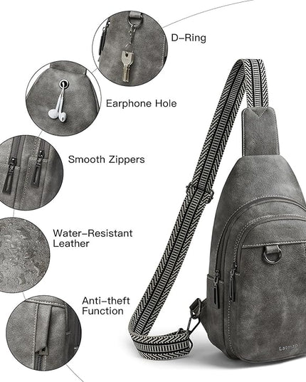 7L Sling Bag for Women Men Leather Small Sling Backpack Daypack Anti Theft Fanny Pack Crossbody Purse Travel