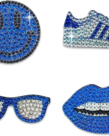 StickerBeans® Rhinestone Stickers - Blue Spirit 4-Pack, 2” x 2” Each, Unique Sparkly Cut-to-Shape for Collecting, Trading, Decorating Laptops, Phone Cases, Scrapbooks, for Kids, Teens, & Adults