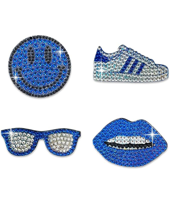 StickerBeans® Rhinestone Stickers - Blue Spirit 4-Pack, 2” x 2” Each, Unique Sparkly Cut-to-Shape for Collecting, Trading, Decorating Laptops, Phone Cases, Scrapbooks, for Kids, Teens, & Adults