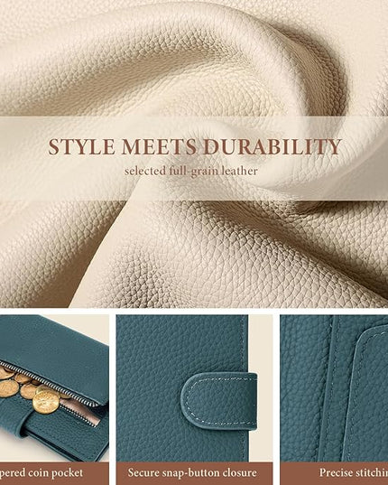 Genuine Leather Passport Holder for Women Men, Hidden Airtag Pocket, RFID Blocking, Zippered Coins Pocket & Cash Compartment Travel Gifts Essentials Passport Cover Case - Navy blue