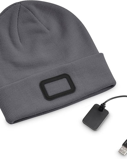 POWERCAP LED Hat Light 150 Lumens Rechargeable Fleece Beanie with Bright Built-in Headlamp Waterproof LED Warm One Size Cap