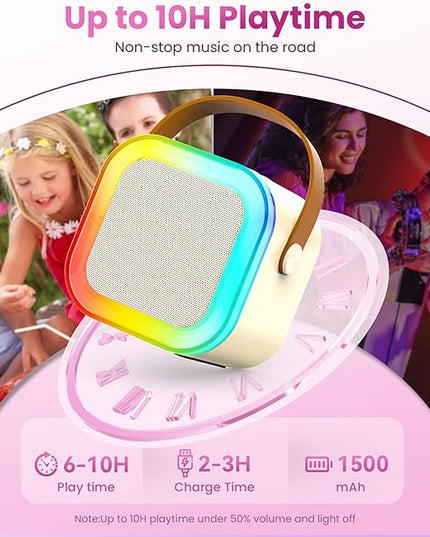 Karaoke Machine for Kids Adults, Portable Bluetooth Speaker with 2 Wireless Karaoke Mics Player,2026 TOP Birthday Gifts Toys for Girls 3,4, 5, 6, 7, 8+Years Old Toddler(Off-White)