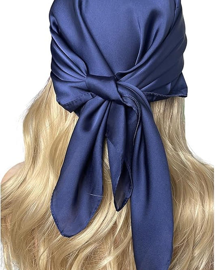 CHUNG Women's Square Satin Scarf 27.5" Bandanas Solid 50s Retro Neck Scarves Emulation Silk Handbag Hair Ribbons Necktie