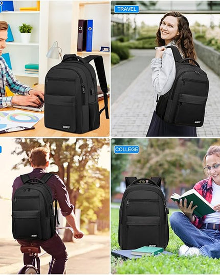 School Backpack for Teen Boys 15.6 Inch, USB Charging Port & Anti-Theft Water Resistant - School Bookbag College Business Ergonomic Backpack for Men Women, Black