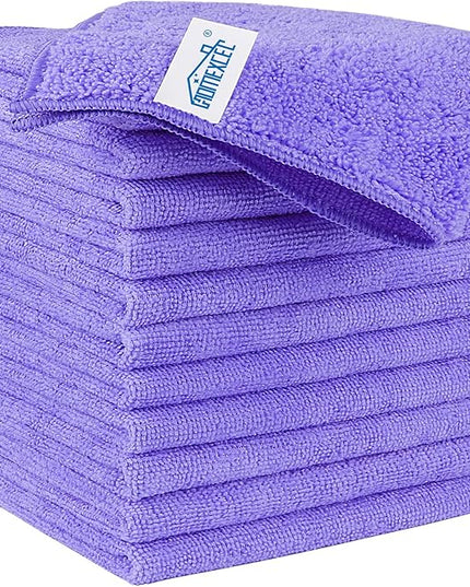 HOMEXCEL Purple Microfiber Cleaning Cloth, 12 Pack Premium Microfiber Towels for Cars, Lint Free, Scratch-Free, Highly Absorbent, Reusable Cleaning Rags for Car, Household, Kitchen, Window,11.5"X11.5"