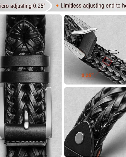 BULLIANT Mens Belts,Leather Woven Braided Belts for Gift Men Casual Jeans Golf