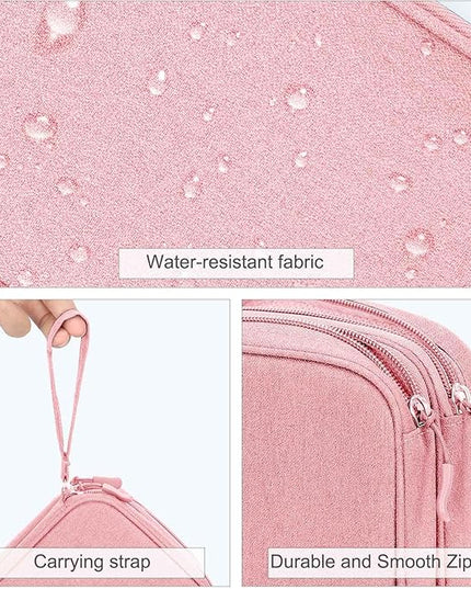 FYY Electronic Organizer, Large Travel Cable Organizer Bag Pouch Electronic Accessories Carry Case Portable Waterproof Double Layers All-in-One Storage Bag for Cable, Cord, Charger, Phone, Pink