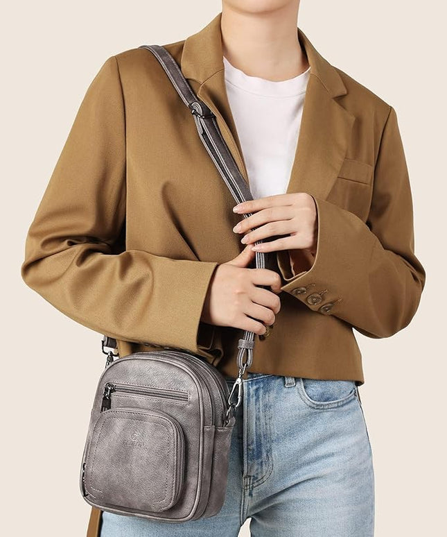 FADEON Small Purses for Women Crossbody Bags, Designer PU Leather Mini Cross Body Purse Travel Shoulder Bag Card Slots