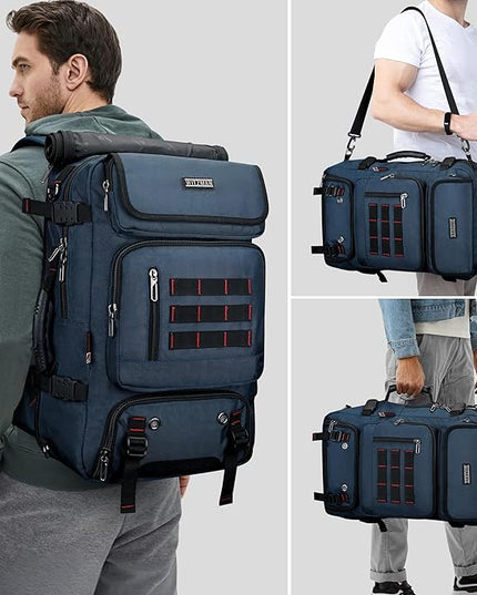 WITZMAN Carry on Travel Backpack for Men Women Airline Approved Convertible Nylon Duffle Backpack Luggage Bag (B682 blue)