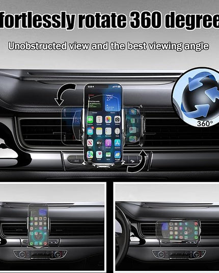 15W Fast Wireless Car Charger, Auto-Clamping Black Car Phone Holder with Strong Suction Cup,360°Adjustable Dashboard/Windshield Mount for iPhone17-11&Samsung S Series Essential Car Accessories