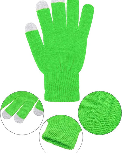 Pangda 12 Pairs Winter Touch Screen Gloves for Men Women Stretch Knitted Texting Gloves Warm Windproof Solid Color Mittens