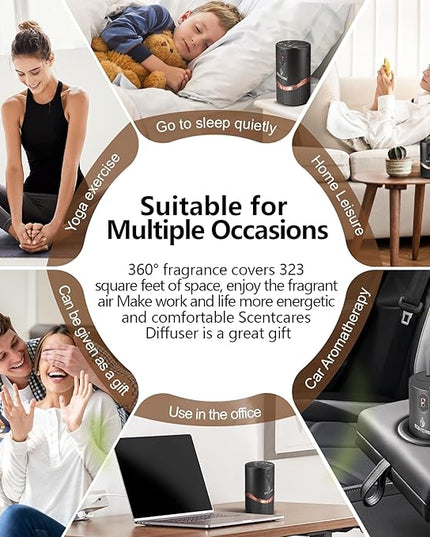 Scentcare Waterless Diffuser, Sentiment Diffuser with Warm LED, Automatic Power-Off, Multifunction 4 Cold Mist & Timer 1/2/4/6H