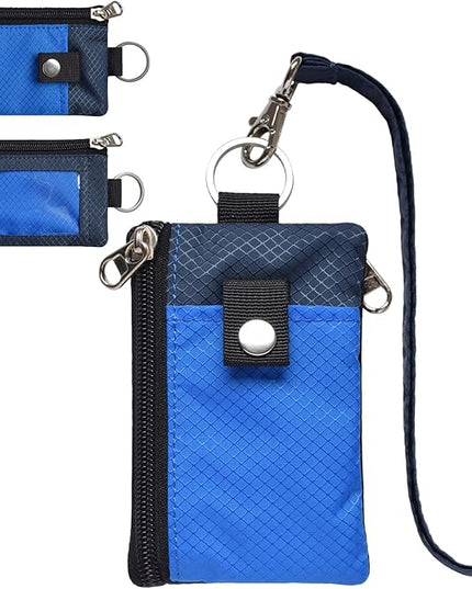 Minimalist RFID Blocking Small Wallet with ID Window,WaterResistant Zip Id Case Wallet with Lanyard Keychain for Cards,Cash,Travel,Women,Men