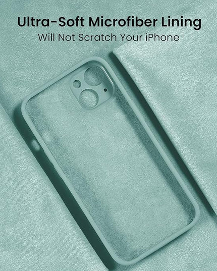 FireNova Designed for iPhone 14 Case, Silicone Upgraded [Camera Protection] Phone Case with [2 Screen Protectors], Soft Anti-Scratch Microfiber Lining Inside, 6.1 inch, Mint Green