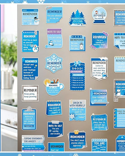 300 Pcs Mental Health Stickers Holiday Positive Affirmation Decor Inspirational Motivational Encouraging Care Quote Decals for Laptop Water Bottle Students Teens Adults(Winter)