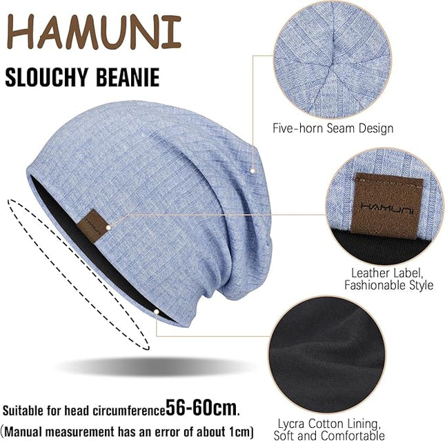 Slouchy Beanie for Men Women Soft Lightweight Running Beanie Hat Chemo Cap Skull Cap