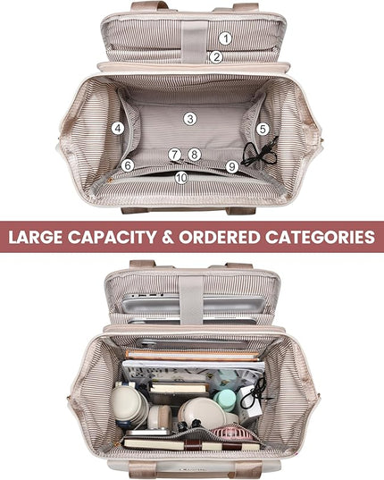 LOVEVOOK 17.3 Inch Laptop Backpack for Women, Large Capacity Travel Backpack with Organizer Bag, Waterproof Carry on Backpack Work Bag with USB Port, Teacher Nurse Backpack Purse, 2PCS