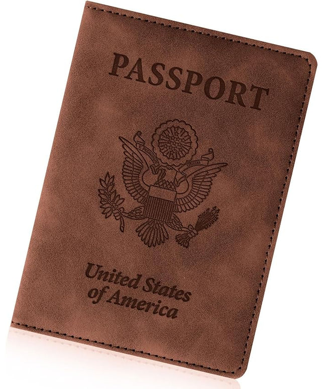 Passport Holder for Travel Essentials,RFID Blocking Passport Cover Wallet Card Case for Women and Men (Brown)