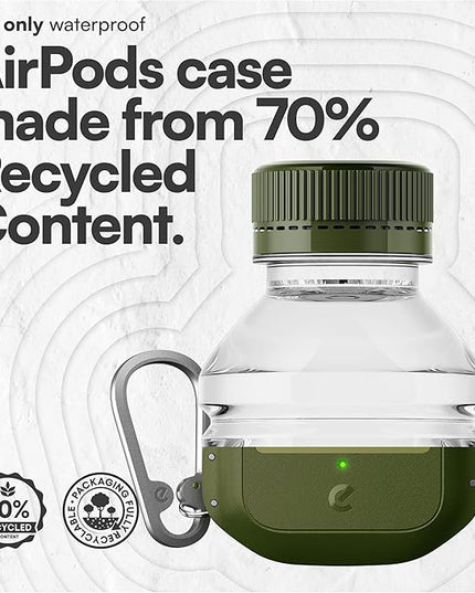 Keybudz for AirPods Pro 2 Case with Lock - Fully Waterproof AirPods Pro 2nd Generation Case Cover - Keychain, Rugged Tough Protection, Hard Shell and Carabiner for USB-C/Lightning (Forest Green)