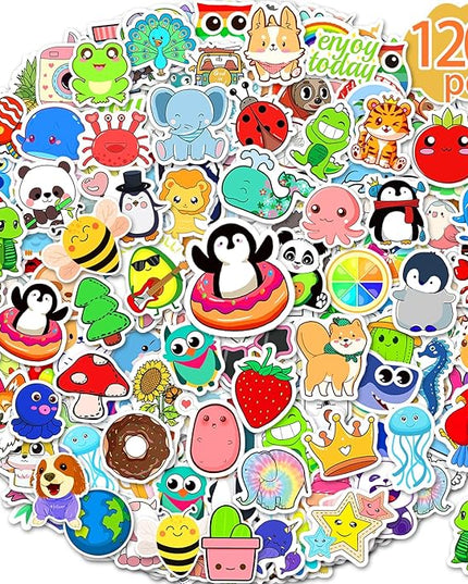 1200 Pcs Stickers for Kids, Cute Water Bottle Stickers, Kawaii Vinyl Sticker for Students Gifts School Supplies Classroom Teacher Prizes Animal Waterproof Sticker, Bulk Sticker Packs for Boys Girls