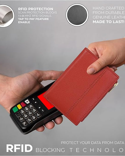 Oak Leathers Wallet For Women Full Grain Leather - Small RFID Coin Purse Credit Card & ID Holder for Ladies,Bifold Wallets for Teenager | Small, RFID, Coin Purse, for Ladies, for Teenager