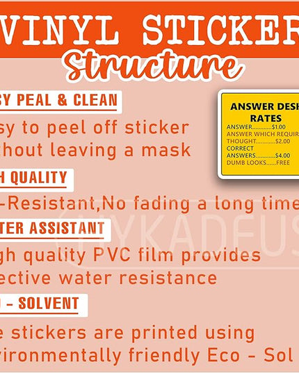 (3Pcs) Answer Desk Rates Stickers Humorous Quotes for Office Decor, Hilarious Funny Gag Gifts for Coworkers Sarcastic Waterproof Vinyl Decal for Water Bottle Desk Laptop Phone Scrapbook, 3" x 2.8"