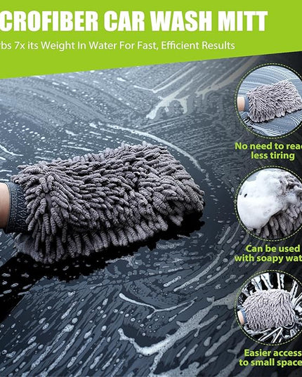 TTRCB 2 Pack 1300 GSM Car Drying Towel, Microfiber Towels for Cars - 36" x 24" & 16" x 16", Ultra-Absorbent, Streak Free, Car Wash Mitt, Car Detailing Cleaning Accessories Supplies Essentials