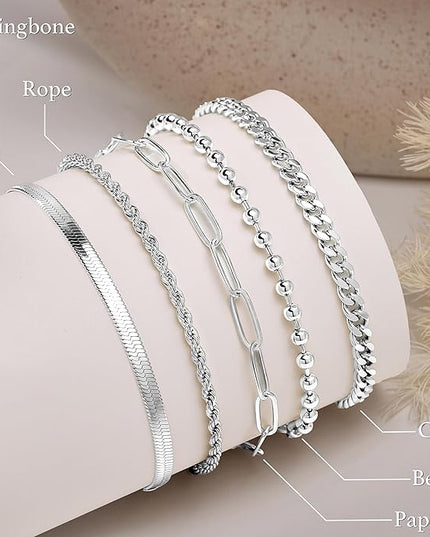 Gold Bracelets Set for Women Stack, Dainty Thick Bracelets Stack for Women Trendy, Simple Thin Gold Plated Cuff Stackable Bracelets With Beaded Cuban Paperclip Snake Rope Bangle Hand Chain Jewelry Gifts for Women Non Tainish