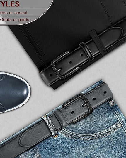 KEMISANT Men Belt 2Pack – Genuine Leather Belt for Men Dress Casual Golf Jeans 1 3/8"