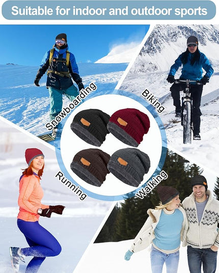 Geyoga 72 Pieces Winter Knit Beanie Hats Bulk for Homeless Fleece Lined Beanie Warm Beanie Cap Winter Knit