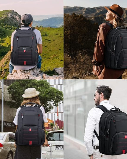 Extra Large Backpack, 18.4 Inch Travel Laptop Backpacks for Men Women with USB Port, 55L Anti Theft Water Resistant College Bussiness TSA Airline Approved Work Computer Backpack, Black