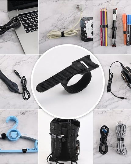 Reusable Cable Ties, 210 PCS 8 Inches Adjustable Cord Straps Wire Organizer Cord Wrap and Hook Loop Cable Management