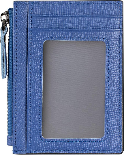 ilovever Slim Wallet for Women Small Leather RFID Blocking Credit Card Holder Minimalist Wallet with Coin Purses & Pouches,Blue