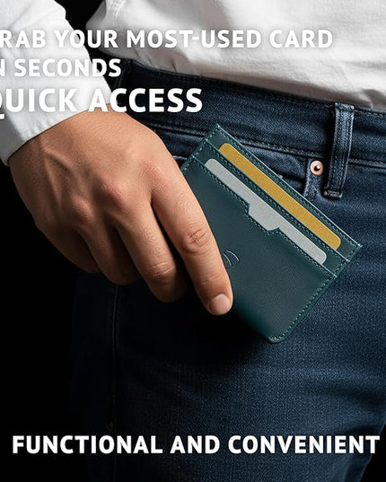 Vaultskin MOORGATE Slim Card Holder - Minimalist Leather Wallet, RFID Blocking Sleeve, Fits Front Pocket, for Men and Women