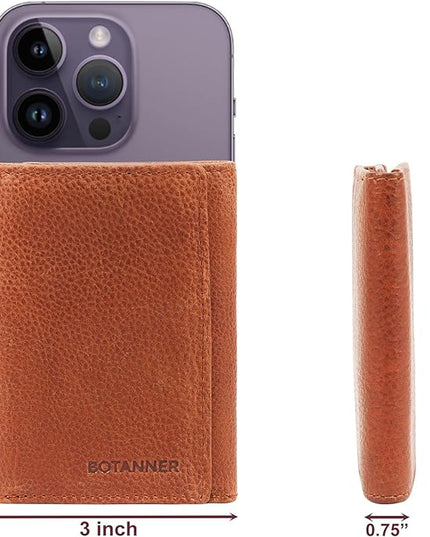 BOTANNER Genuine Leather Mens Trifold Wallet RFID Blocking with 6 Credit Card Slots 1 ID Window Section for Bills 2 Hidden Pockets | Tan