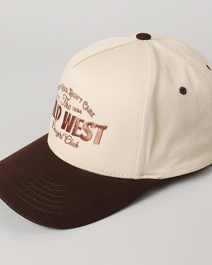 MIRMARU Two-Tone Vintage Canvas Trucker Hats for Men & Women, Adjustable Size Baseball Caps with Trendy Embroidered Design