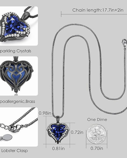 CDE Christmas Gifts for Women Angel Wings Necklace for Women with Birthstone, Love Heart Silver Tone/Gold Tone Pendant, Ideal Anniversary or Birthday Jewelry Gifts for Wife Girlfriend Her