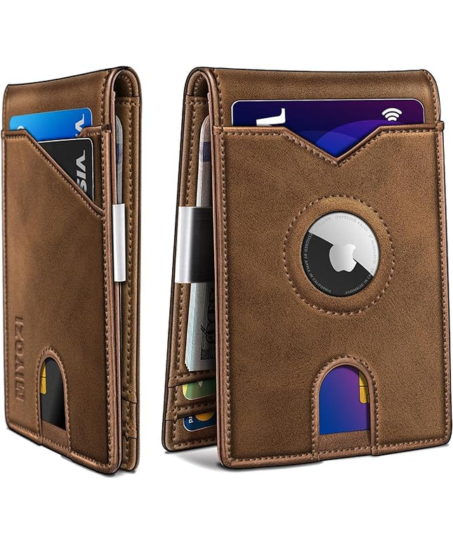 miyozi Airtag Wallet for Men,with Money Clip 11 Cards Slim Front Pocket Leather RFID Blocking Wallet with Gift Box