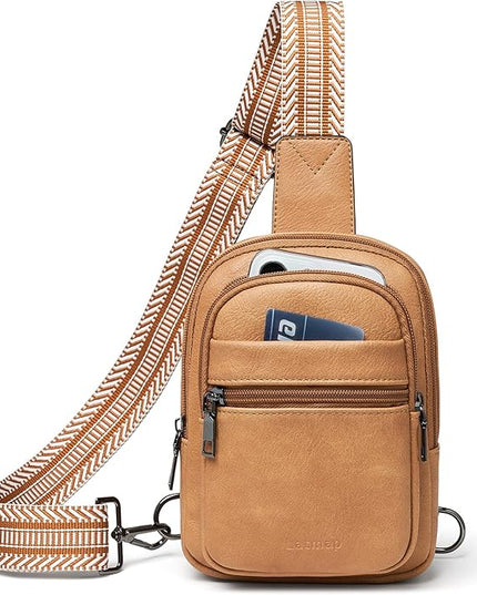 Sling Bag For Women Faux Leather Small Casual Daypack Backpack Fanny Pack Crossbody Chest Bags Purse