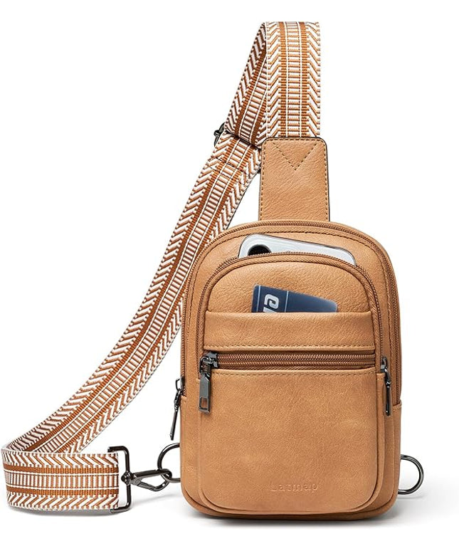 Sling Bag For Women Faux Leather Small Casual Daypack Backpack Fanny Pack Crossbody Chest Bags Purse
