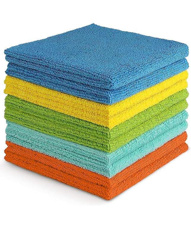 AIDEA Microfiber Cleaning Cloth, 10PK, Soft Absorbent Rags, Microfiber Towels for Cars, Kitchen Towels, Dusting Cloth for Home, Window, Cleaning Supplies, 12"×12"