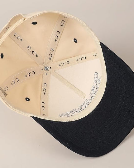 MIRMARU Two-Tone Vintage Canvas Trucker Hats for Men & Women, Adjustable Size Baseball Caps with Trendy Embroidered Design