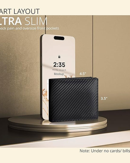 Oak Leathers Slim Leather Wallet for Men - RFID Wallets Credit Card Holder Ultra Thin Gift for Mens, Front Pocket Minimalist Design