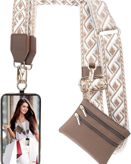 XANGNIER Clip and Go Strap for Phone with Wallet Crossbody, Phone Strap with Zippered Wallet, Adjustable Anti Theft Cellphone Lanyard for Women, Cellphone Chain Accessories,Multicolor 5